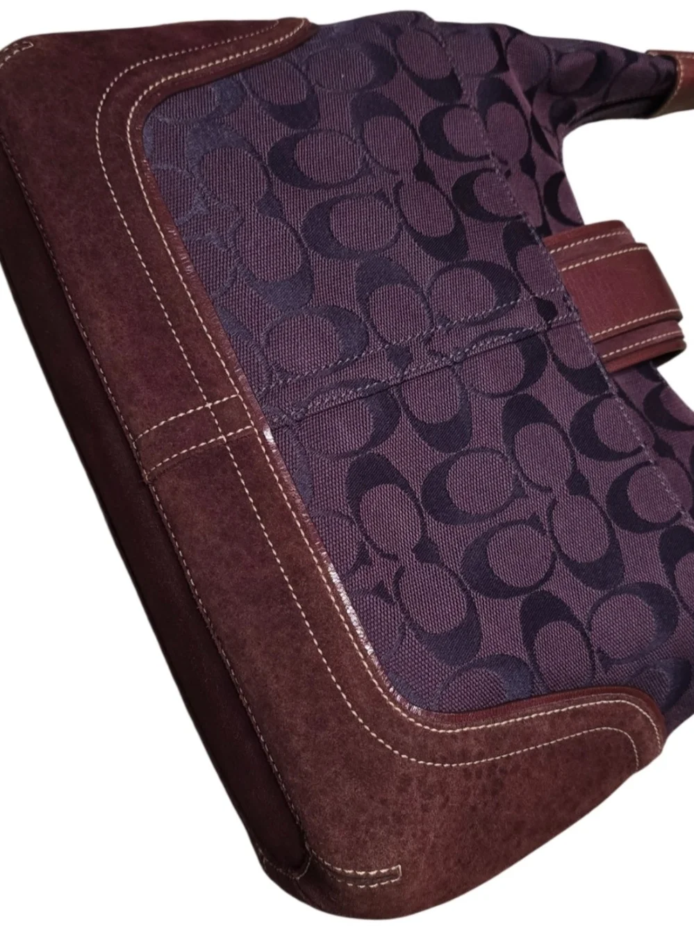 Coach Purple Signature Canvas Hobo Bag with Wallet and Wristlet